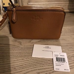 Coach double zipper wristlet